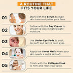 Azure Vitamin C Skincare Bundle: Dermatologist-tested Face Moisturizer, Under Eye Pads, Collagen Masks & Serum. Hydrates, firms, and reduces dark spots for glowing, youthful skin. Made in Korea