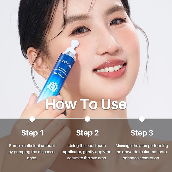 Caffeine Eye Cream, Under Eye Cream for Dark Circles, Puffiness & Puffy Bags, Wrinkles Fine Lines, Eye Roller Serum with 360° Massage Ball for Women and Men - 0.7 fl. oz