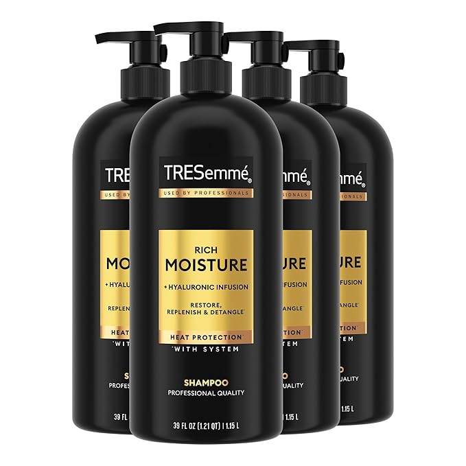 TRESemmé Rich Moisture Hydrating Shampoo with Pump 4 Count for Dry Hair Formulated With Pro Style Technology 39 Fl Oz