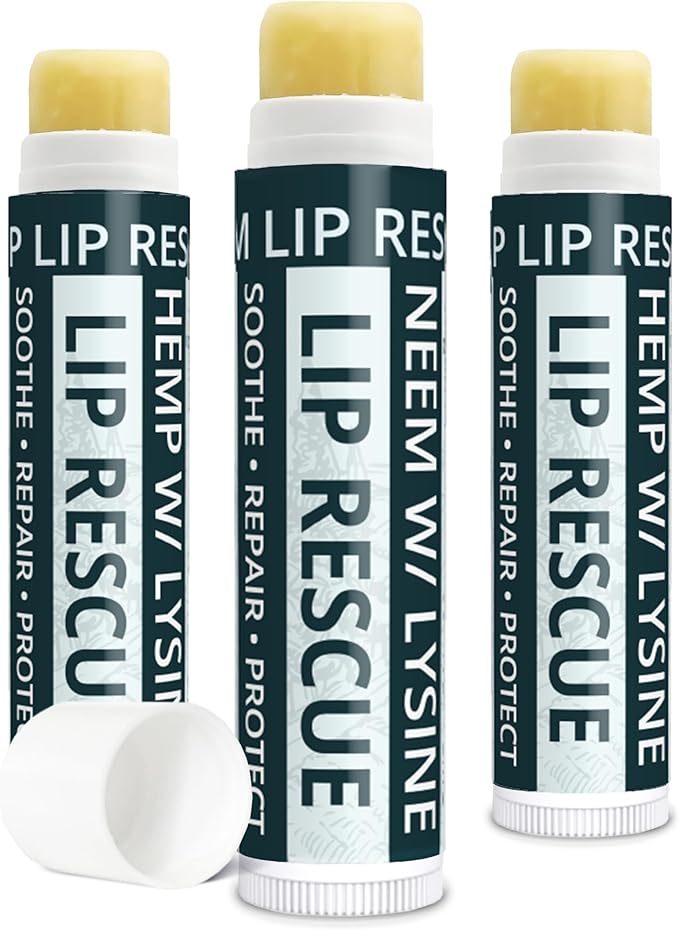 Hemp Lip Balm with L-Lysine & Seed Oil | Intense Lip Conditioner for Softness & Moisture Retention | Natural Botanical Lip Care (3 Tubes)