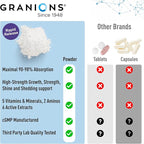 Granions Hair Supplements for Hair Growth Powder - Strength, Thickness, Density, Loss Support for Women and Men - Collagen Peptides, Biotin 10,000, Keratin, Aminos, B Vitamins, Zinc, Selenium - 10.5oz