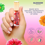 Blossom Roll on Lip Gloss, Scented Clear High Shine Moisturizing Lip Oil, Non Sticky, Infused with Real Flowers, Made in USA, 0.2oz, Peach Hemp