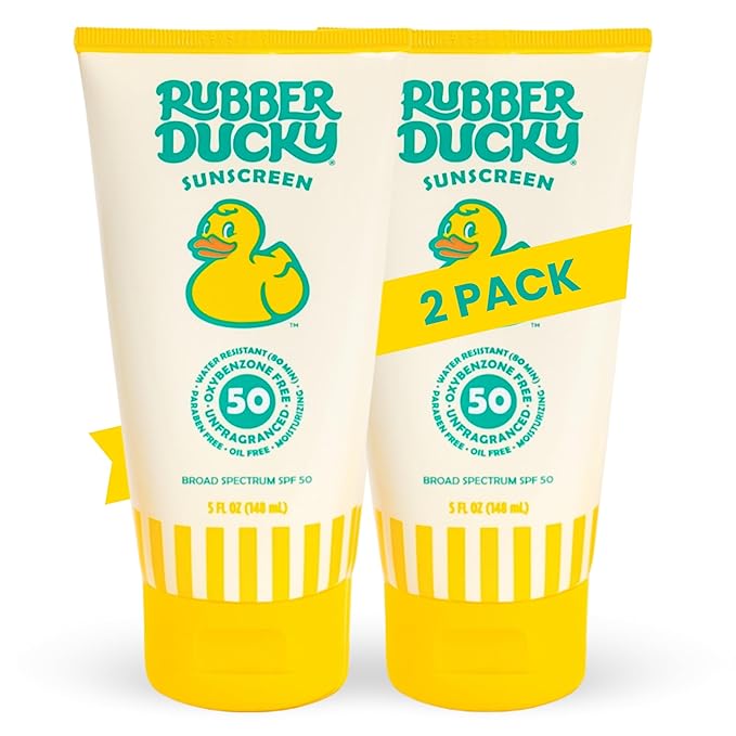 Rubber Ducky | Vitamin E Sunscreen with SPF 50, Water-Resistant Sunscreen for Face and Body | Broad Spectrum Lotion, Oil-Free Moisturizing, Alternative for Moisturizing Sunblock (2pcs., 5oz)