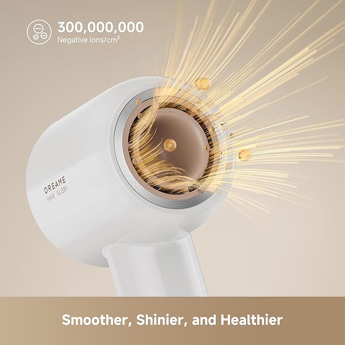 Dreame Glory Mix High-Speed Hair Dryer, Dual Voltage, 3 Magnetic Nozzles, Perfume Infusion, Customized Fragrant Drying, NTC Control, 300M Negative lons, 110,000RPM Motor, 336g Lightweight, White