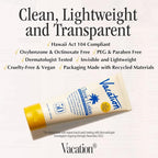 Vacation Classic Sunscreen Lotion SPF 50, Water-Resistant, Lightweight, Transparent on All Skin Tones, Dermatologist-Tested, Vegan, Travel Size, 3.4 Fl. Oz. (Value Pack of 3)