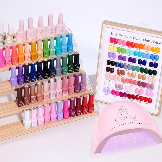 Beetles Gel Nail Polish Kit with U V Light - One Color One Bottle 45 Colors Gel Polish Kit 75 Pcs Gifts for Women Teen Girls with Top Base Coat Beauty Must Have DIY Salon Emotional Journey Collection