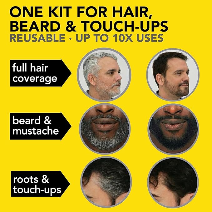 2X Pack Cleverman Hair & Beard Dye Kit for Men, All-in-One Reusable Mens Hair Color, Natural Gray Coverage, Ammonia-Free Beard Mustache Dye for Men (Auburn)