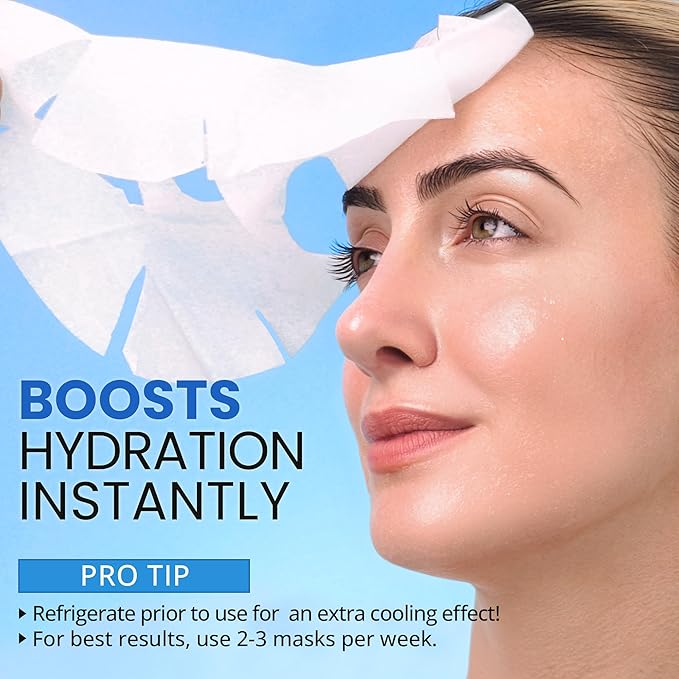 Ebanel 10 Pack Collagen Face Mask with Hyaluronic Acid, Vitamin C, Peptide, Aloe, Instant Brightening Hydrating Face Masks Skincare Korean Sheet Mask, Skin Firming, Lifting Anti Aging Facial Masks