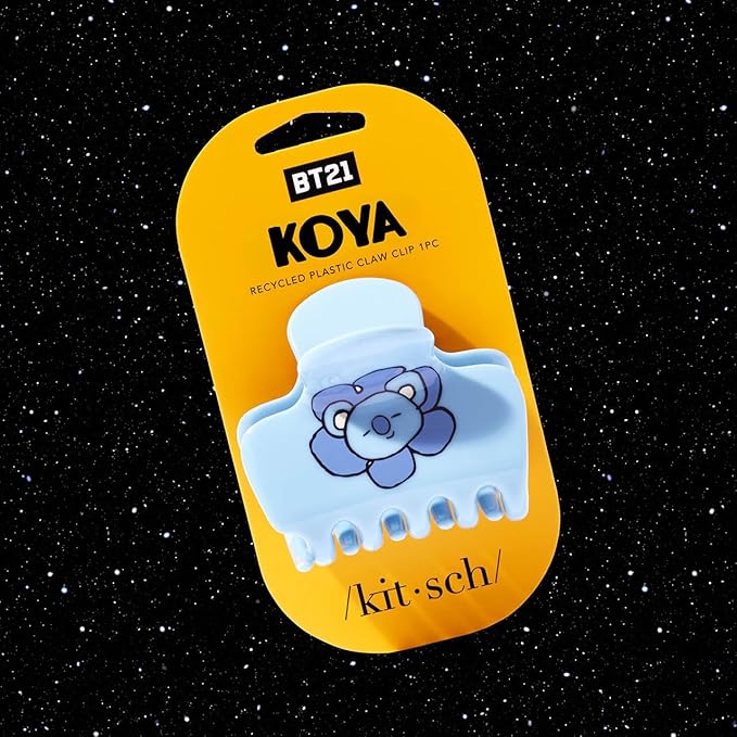 Kitsch BT21 Recycled Plastic Puffy Medium Hair Clips for Women, Medium Claw Clip for Thin & Thick Hair | Ideal Gifts for Women - KOYA, 1pc