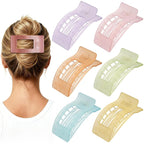 French Flat Hair Clips for Women 6pcs Hair Claw Clips for Thick or Thin Hair Matte Claw Clips for Girls Barrettes Non-Slip Strong Hold Hair Accessories for Women (Ice Cream)