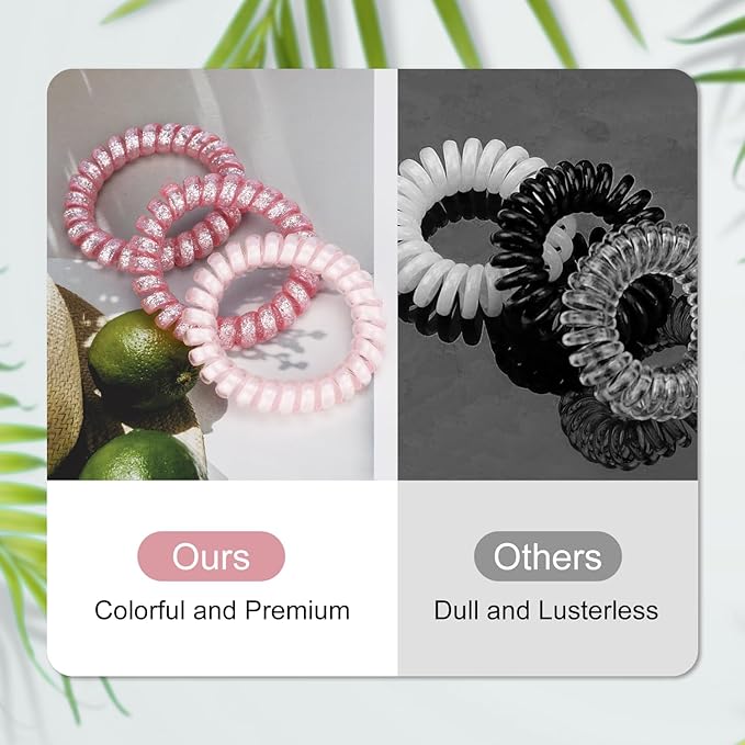 JessLab Spiral Hair Ties for Women, 10-Pack Traceless No-Damage Ponytail Holders, Coils Hair Bands for Girls, Assorted Colors