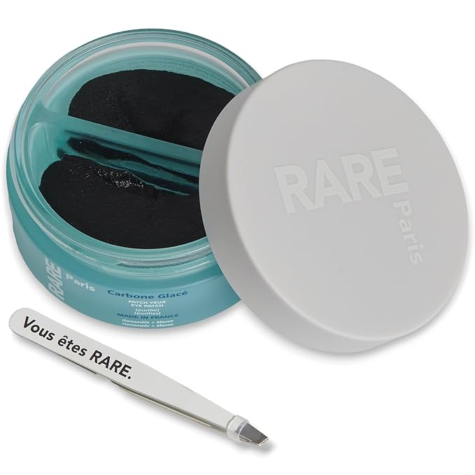 RARE Paris - Carbone Glacé - Purifying Carbon Black Under Eye Patches - Cleanses & Tightens - With Hamamelis & Mallow - Purifying, Firming & Revitalizing - Multi-Active Serum Formula - 30 Pairs