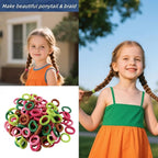 Mini Small Glittering Hair Ties All Hair Types Seamless Glitter Hair Ponies Elastics Ponytail Holders Hair Scrunchies Hair Accessories Baby Girls Kid Children 100 pcs