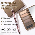 6 Colors Mini Eyeshadow Makeup Palette with Brush Neutral Nude Smoky Eye Shadow Taupe & Brown Matte Make Up Pallet with Mirror Highly Pigmented Long Lasting Waterproof Travel Size Gift Kit