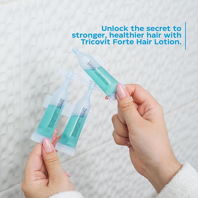 Tricovit Forte Hair Loss Treatment - Hair Growth Products for Women & Men Developed by Dermatologists - DHT Blocker & Sebum Regulator for Strengthening Follicles & Balancing Scalp (10 Ampoules)