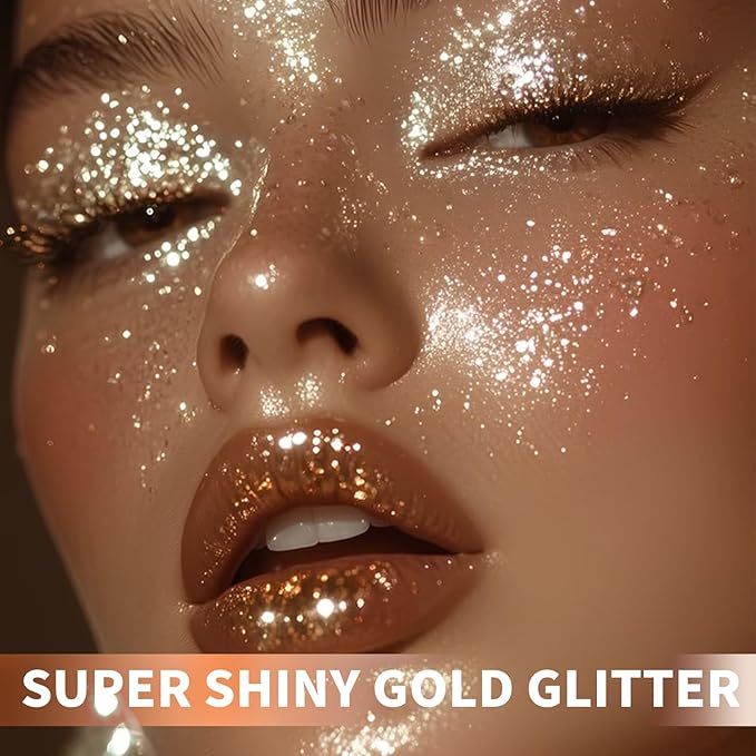 Hair Glitter Body Glitter Spray, 150ML Glitter Hairspray Gold Glitter Spray for Hair and Body, Hair Glitter for Kids Women, Body Shimmer Festival Rave and Makeup 4.2 Fl Oz