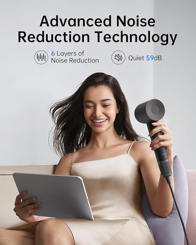 Laifen Hair Dryer SE, 200 Million Negative Ionic Blow Dryer with 105,000 RPM Brushless Motor 1400W Powerful Fast Drying High-Speed Low Noise Hairdryer with Magnetic Attachments