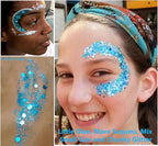 Go Ho Light Blue Face Body Glitter Gel,Blue Mermaid Face Paint Makeup,Holographic Chunky Sequins Glitters for Eye Lip Hair,Halloween Costumes Festival Rave Accessories,52g