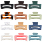 3.5 Inch Medium Hair Accessories - 12 Pcs Square Jaw Clips for Thick and Thin Hair, Rectangular Rectangle Basic Color Hair Clips for Women and Girls