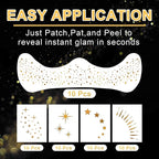 20 Pcs Gold Face Makeup Patches, Glitter Freckles Face Tattoo for Teenagers & Young Women, Sparkle Freckles Makeup Patches, Waterproof Face Glitter Freckles for for Christmas(Gold)