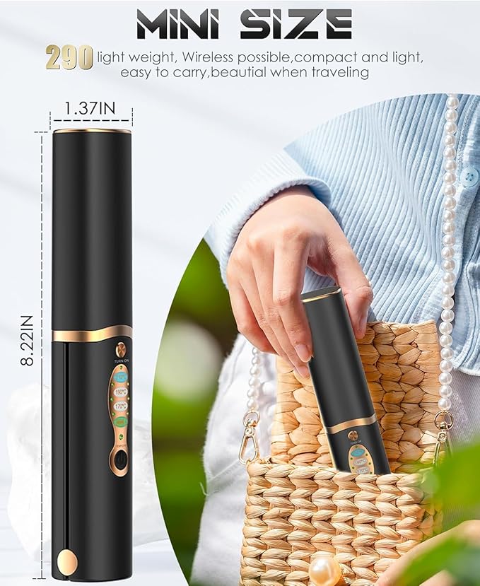 Portable Titanium Cordless Hair Straightener for Edges Bangs, Heat Up in Seconds & Lasts Up to 50 Minutes & USB C Rechargeable, Dual Voltage Mini Travel Flat Iron Hair Straightening-Not for Thick Hair