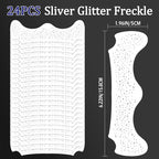 24PCS Sliver Glitter Freckles Tattoo, Sliver Freckles Temporary Face Tattoo, Sliver Star Freckle, Body Face Glitter for Women Girls, Waterproof Long-Lasting Party, Festival, Concert Makeup Accessories