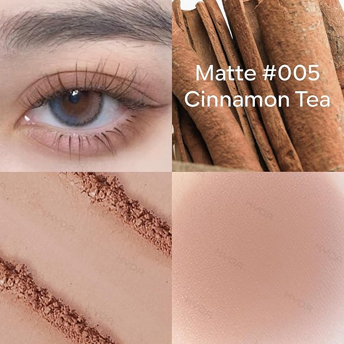 KYDA Single Matte Eyeshadow, Neutral Brown Eyeshadow, Ultra-fine Smooth Powderwith Lightweight Blendable Formula, Daily Matte Eyes Makeup, Cinnamon Tea