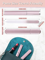 Glass Nail File and Buffer with Case, Crystal Fingernail Files for Natural Nails Nano Nail Shiner Polisher Care Kit for Travel Salon Stocking Stuffers for Women Girl Wife Gifts-Rose Gold