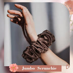 CEELGON Dark Brown Big Satin Scrunchie6.5 Inches Jumbo Scrunchies Silky Hair Ties Oversized Ponytail Holderfor Thick Curly Hair Extra Large Hair Accessories for Women (Espresso)