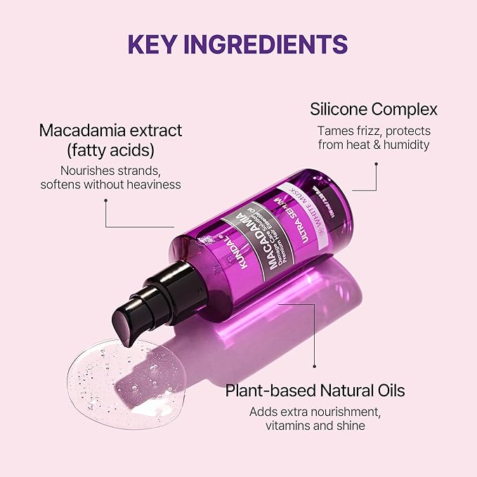 KUNDAL Damage Repair Hair Serum with Macadamia seed oil | Nourishing Intense Repair hair serum for Dry & Frizzy Hair | Lightweight Oil Blend | White Musk Scent, 3.38 fl oz (100ml) Stocking Stuffers
