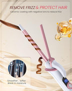 Small Barrel Mini Thin Curling Iron for Short Hair Dual Voltage with European UK Plug Adapter 3/8 Inch Travel Size Curling Iron to Tight Corkscrew Curls with 30S Fast Heating, 5 Temps for Global