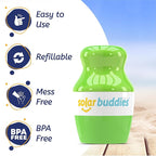 Solar Buddies Sunscreen Applicator - Single Full Green - Refillable Roll on Sponge Sunscreen, Suncream & Lotion Applicator For Kids, Adults & Families - Holds 3.4fl oz, Perfect Size for Travel