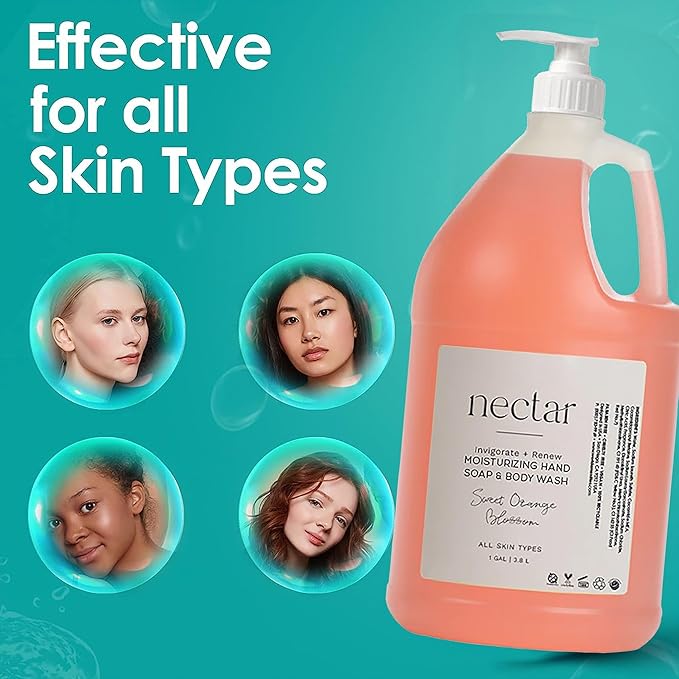 World Amenities - Nectar Hand Soap and Body Wash | 1 Gallon, 3.8L | Sweet Orange Blossom Refill Bottle With Pump, Hotel Amenities, Airbnb Rentals, Suitable for All Skin Types - 1 Gallon Pack