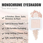 evpct Pear White Shimmer Single Eye shadow Palette Makeup for Older Women, Glitter Sparkly Pearl Shimmer Cream Eyeshadow Palette Brightener Make up, High Pigment Waterproof Monochrome Mini Eyeshadow