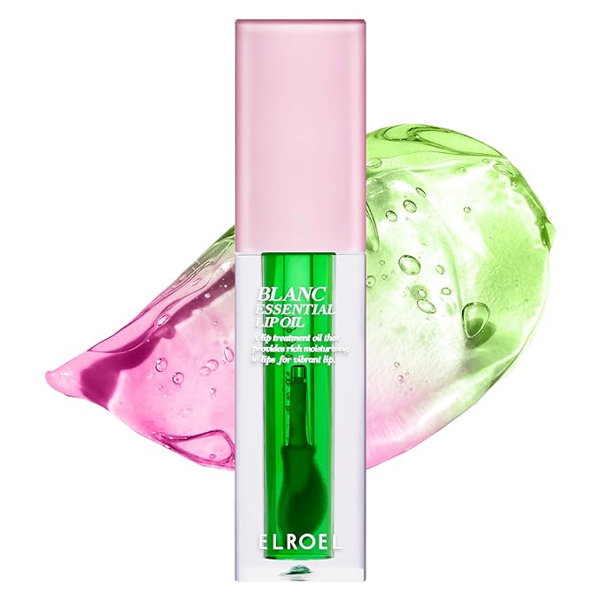 Blanc Essential Lip Oil - 50HR Moisturizing, Hydrating & Color Changing Korean Tinted Lip Oil Gloss Makeup with 6 Plant Extracts - Lightweight, Non-Sticky Finish 0.15 fl oz (#04 Green Apple)