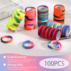 Bessrung 100 PCS Seamless Hair Ties, No Damage Elastics Hair Ties for Women Girls, Strong Hold No Slip Hair Bands, Soft Stretchy Ponytail Holders for Thin Thick Hair (Rainbow Color)