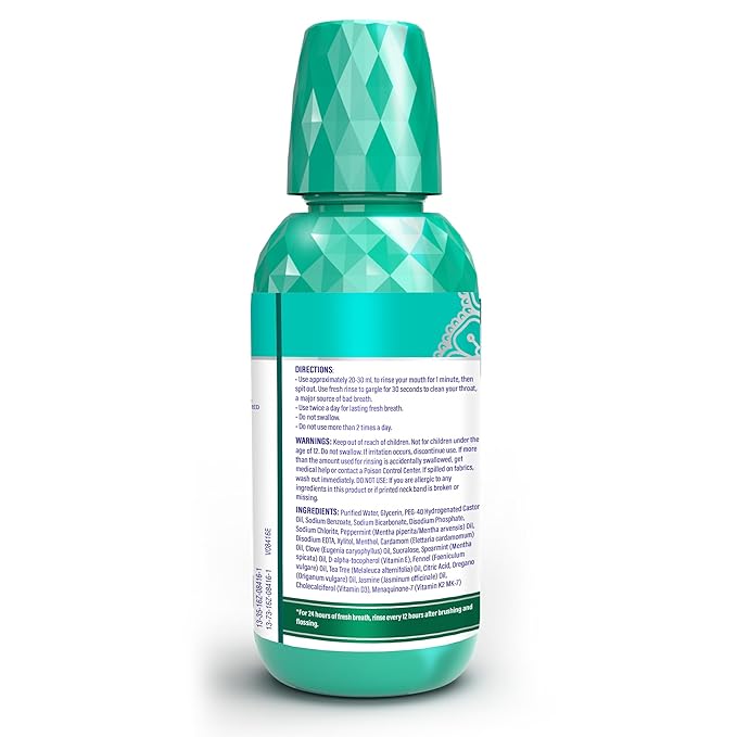 GuruNanda Fresh Breath Mouthwash, ADA-Accepted, Alcohol & Fluoride-Free, Sodium Chlorite, Essential Oils & Vitamins, 12-Hrs Fresh Breath, Wild Mint, 16 oz - 2 Pack