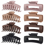 TOCESS Big Hair Claw Clips for Women - Neutral Large Claw Clip for Thin Thick Curly Hair 90's Strong Hold 4.33 Inch Nonslip Matte Jumbo Hair Clips (8 Pcs)