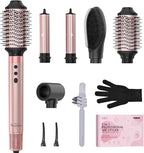 Brightup 5 in 1 Air Styler, 1400W High Speed Hair Dryer Brush, Professional Automatic Hair Curler with Cool Shot Button, 800 Million Ionic, No Heat Damage, with Travel Bag