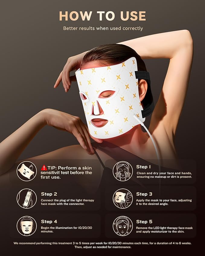 FOLOKE LED Light Therapy Mask Skin Care Mask, LED Red Light Therapy 630nm & 830nm Wavelength for Home Use, Body Beauty Machine for Care at Home