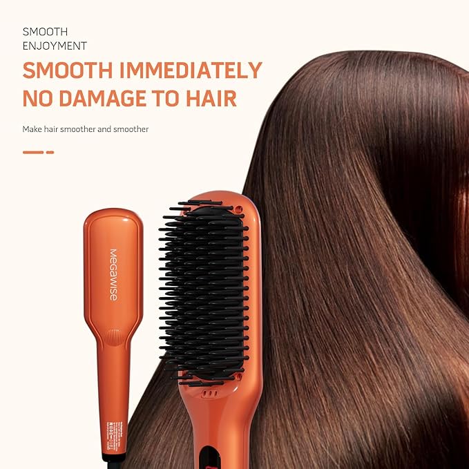 MEGAWISE Hair Straightener Brush Series (Vibrant Orange)