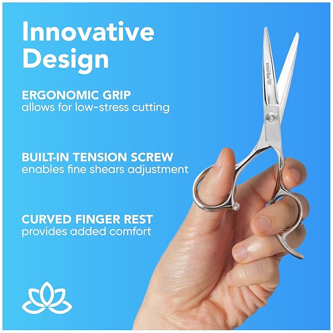 Equinox 6.5" Professional Hair Cutting Scissors for Men & Women - Ice Tempered, Silver - Hair Cutting Shear Professional - Barber Scissor Professional - Shears for Hair Cutting - Haircut Scissors