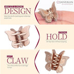 Mini Butterfly Hair Clips for Girls Kids Women - Y2K Small Tiny Cute Hair Accessories Non-Slip Claws Clip - 90S Silver Gold Brown Color 50 pcs (Metallic Harmony)