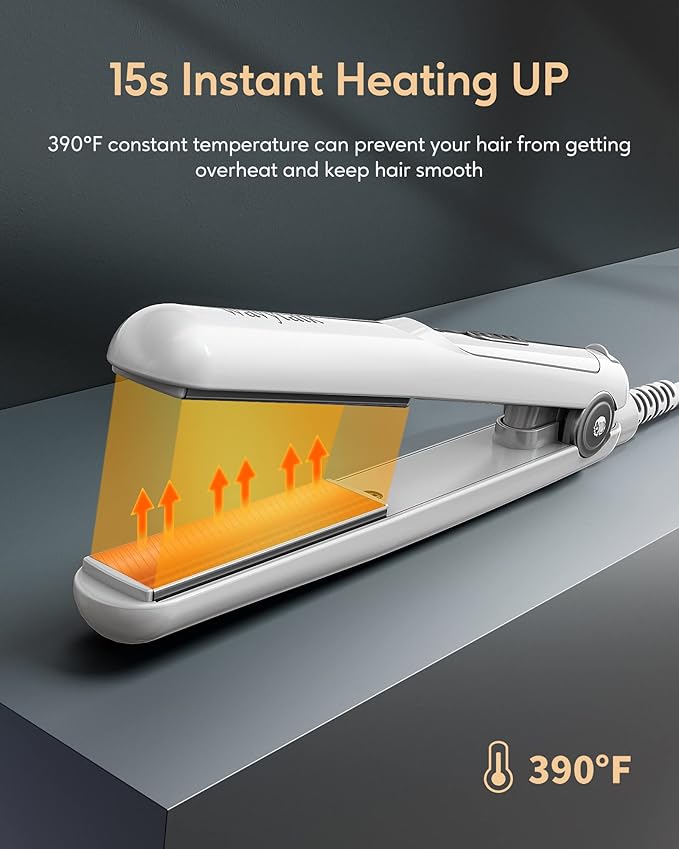 Wavytalk 0.7 Inch Ceramic Mini Hair Straightener - Small Flat Irons for Short Hair, Curls Bangs, Travel Friendly (White)