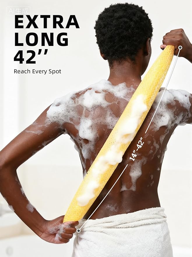 2Pcs African Net Sponge Authentic with Knots - Exfoliating Body Scrubber for All Skin Types, African Bath Sponge, Wash Cloth, Gentle Exfoliation Shower Rag for Women Daily Use