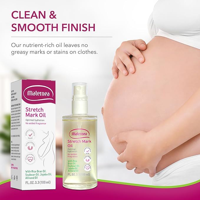 Stretch Mark Oil for Pregnancy – Nourishing Body and Belly Oil for Pregnant Women with Natural Oils and Vitamin E – Helps Moisturize and Comfort Stretching Skin – 3.3 fl oz (100 ml)