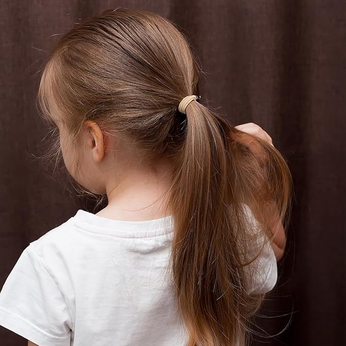 Small Hair Elastics,200 Pieces Beige Blonde Hair Elastics For Thin Hair,No Damage Ponytail for Women, Girls and Kids (2 mm x 2.5 cm,Beige Blonde)