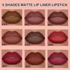 2-in-1 Gradient Matte Lipstick & Lip Liner Set, 3Pcs Long Lasting Waterproof Lip Crayon for Women, Flawless Contour, Lightweight Ombre Lip Color Pencil (01#05#08#)