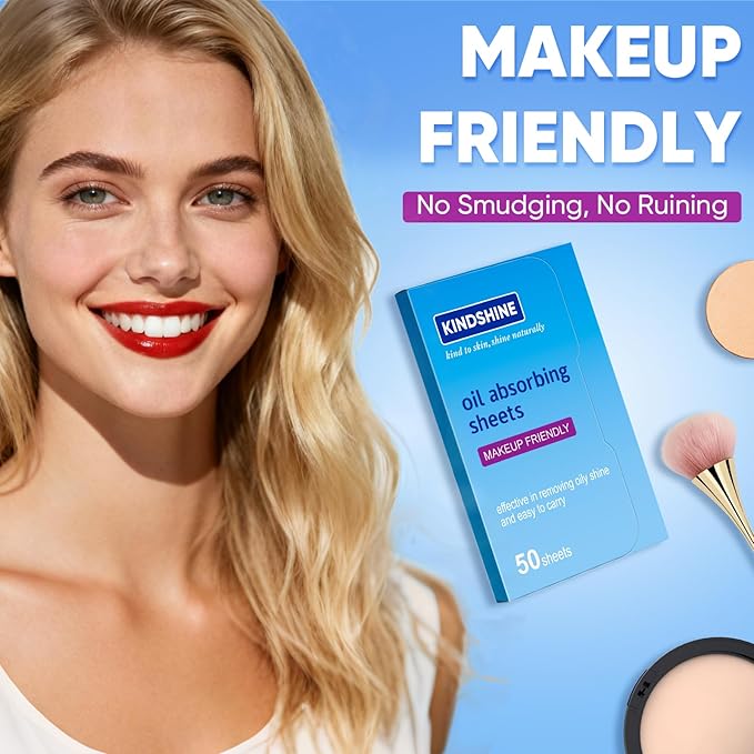 KINESHINE 100P High-Performance Oil Absorbing Sheets for Face - Makeup Friendly Blotting Papers for Oily Skin - Oil Blotting Sheets for Face, Portable Oil Wipes