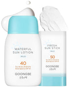 GOONGBE Sun Lotion SPF 40 & Sun Stick SPF 50-100% Zinc Oxide Mineral Sunscreen - No White Cast - Vegan Reef-Safe for Babies Kids Adults - Korean Skincare, 2.82oz & 0.49oz
